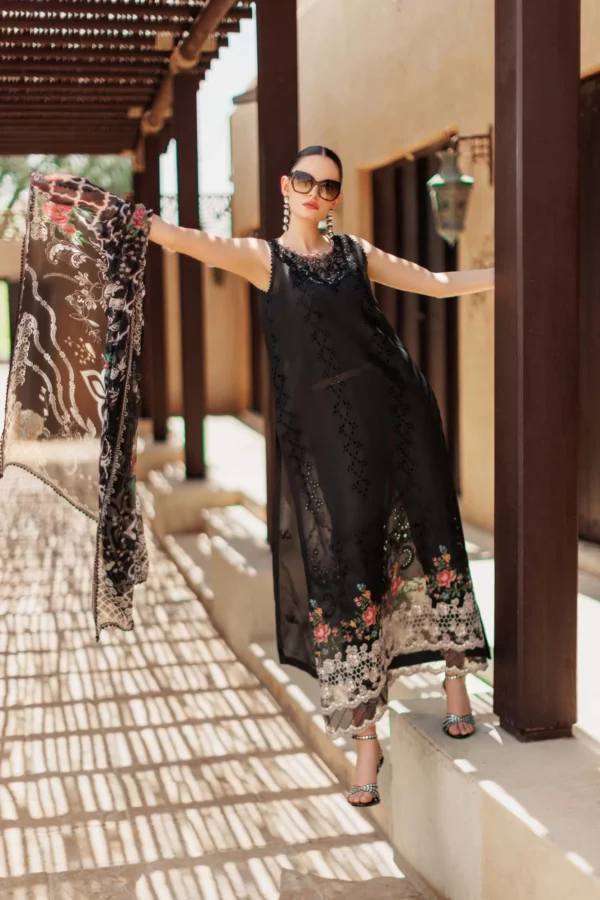 My Fashion Road Noor Handwork Laserkari Lawn Unstitched Collection 2024 | D6