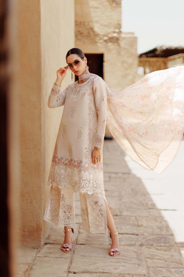 My Fashion Road Noor Handwork Laserkari Lawn Unstitched Collection 2024 | D2