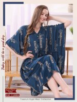 My Fashion Road Pinklabel Women Cotton Printed Kaftan Short Nighty Set – N01 | Buy 1 get 1