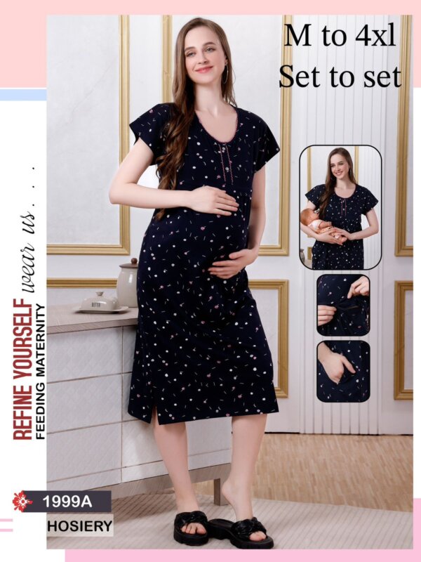 My Fashion Road Pinklabel Women Cotton Printed Short Feeding Nighty – N07 | Buy 1 get 1