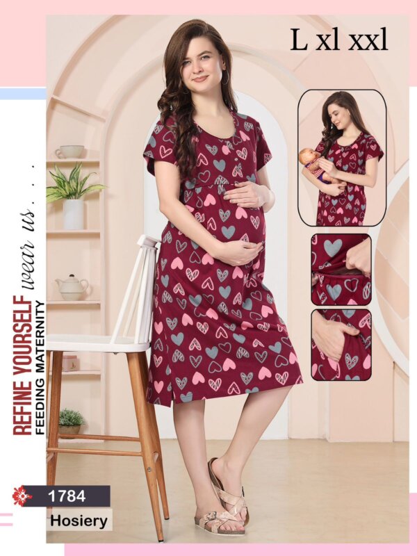 My Fashion Road Pinklabel Women Cotton Printed Short Feeding Nighty – N09 | Buy 1 get 1