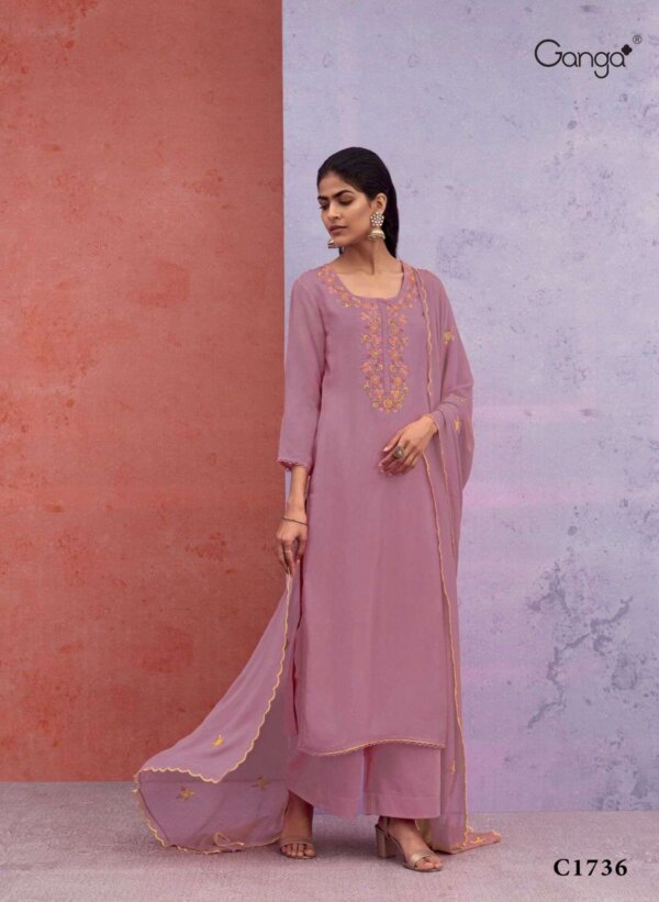 My Fashion Road Ganga Fashion Smiriti Premium Designs Habutai Silk Fancy Suit | C1736