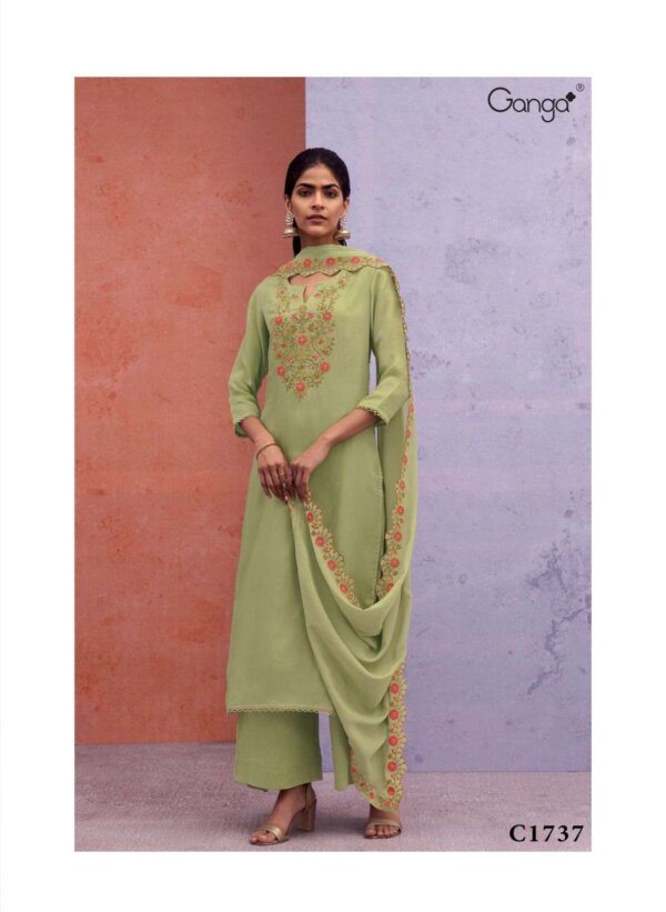 My Fashion Road Ganga Fashion Smiriti Premium Designs Habutai Silk Fancy Suit | C1737