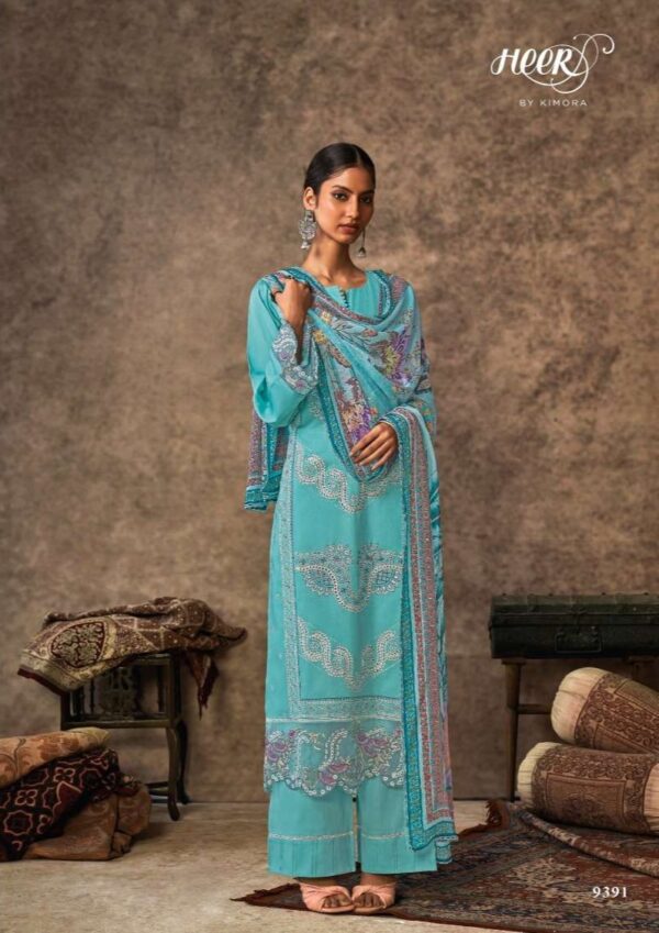 My Fashion Road Kimora Heer Malika Fancy Designer Work Muslin Suit | 9391