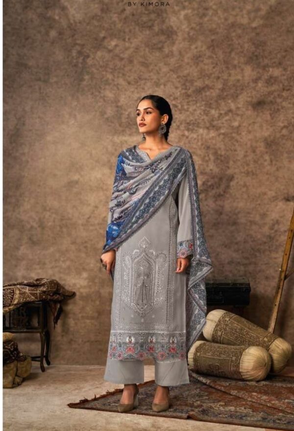 My Fashion Road Kimora Heer Malika Fancy Designer Work Muslin Suit | 9392