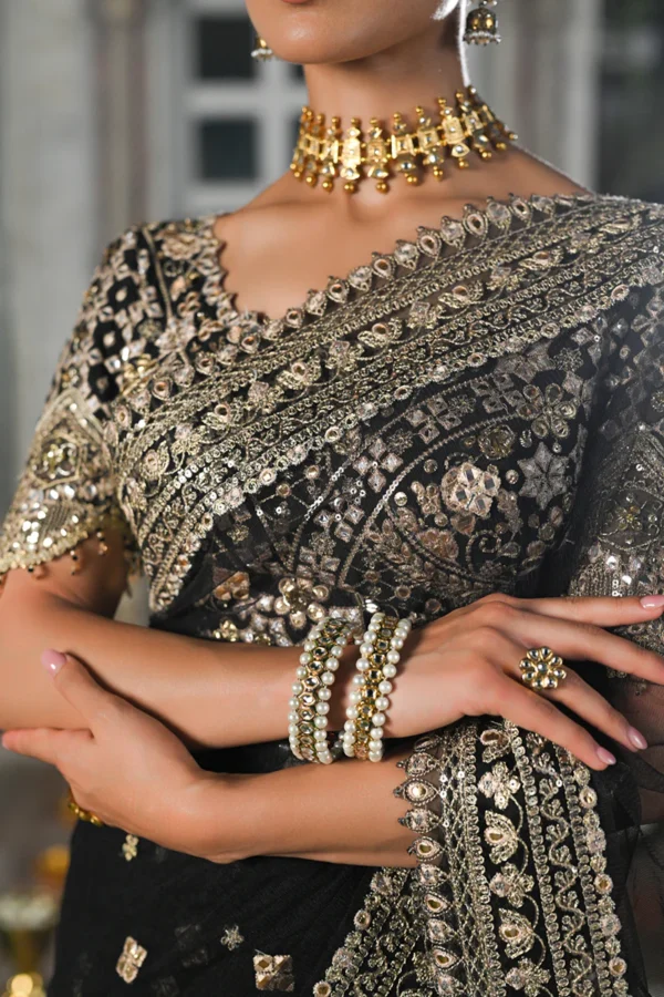 My Fashion Road Qalamkar Wedding Formals | Bridal Collection 2024 | RF-08 | Black Saree
