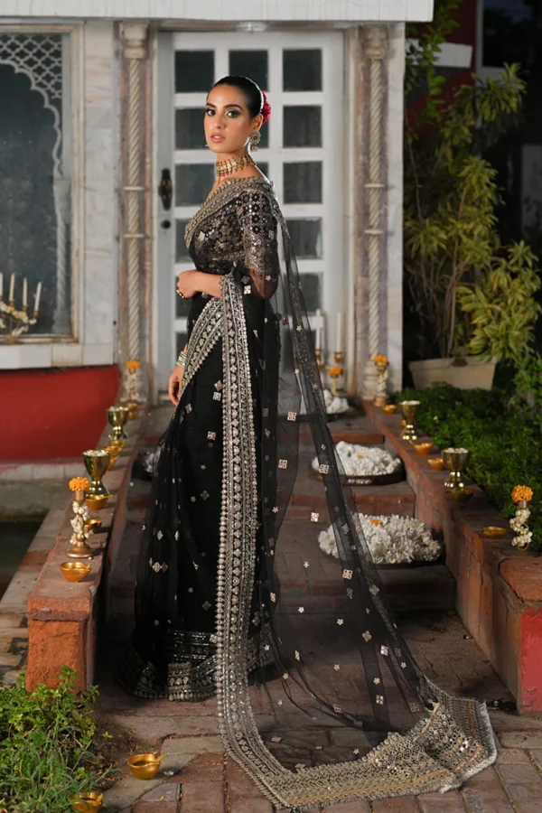 My Fashion Road Qalamkar Wedding Formals | Bridal Collection 2024 | RF-08 | Black Saree
