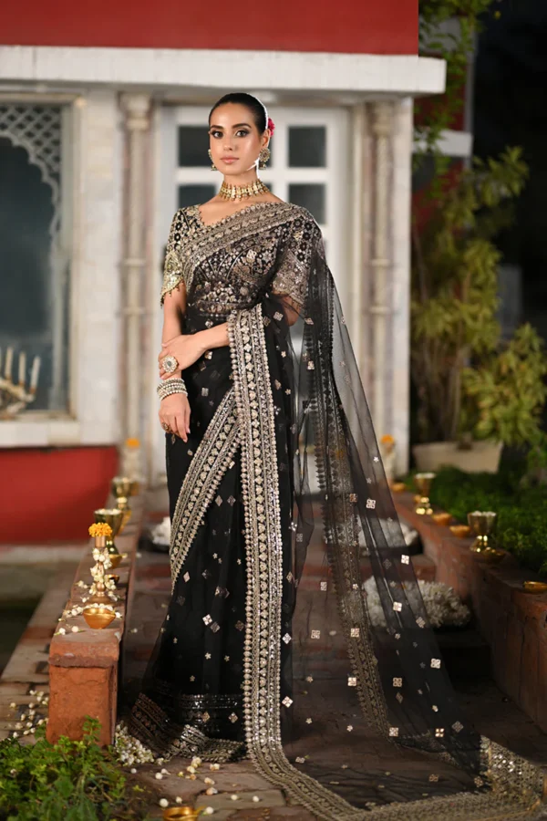 My Fashion Road Qalamkar Wedding Formals | Bridal Collection 2024 | RF-08 | Black Saree