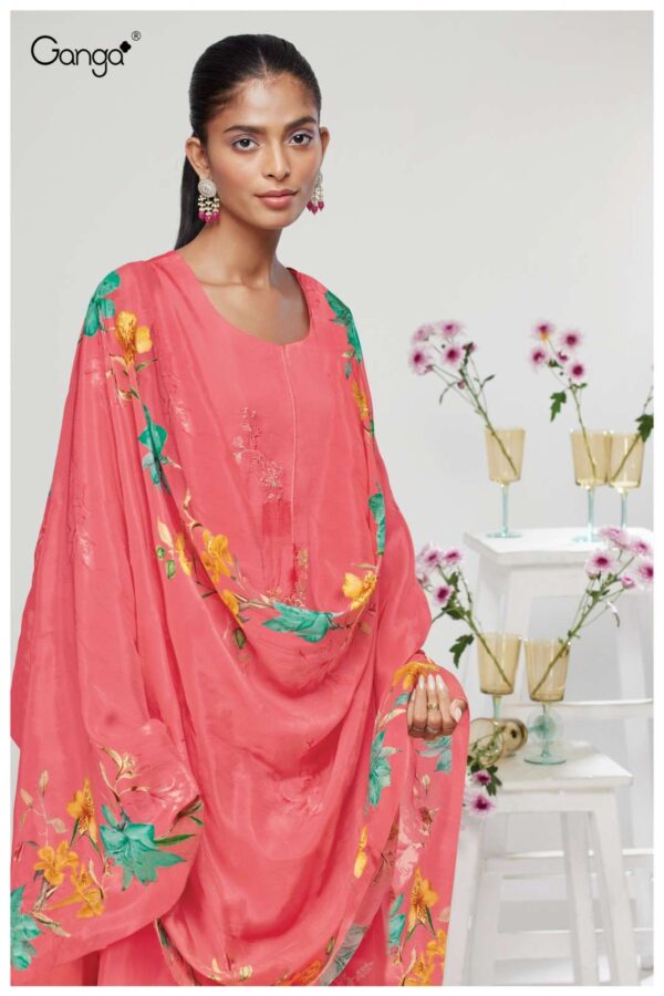 My Fashion Road Ganga Fashion Hanika Designer Bemberg Silk Suit | S2482 – B