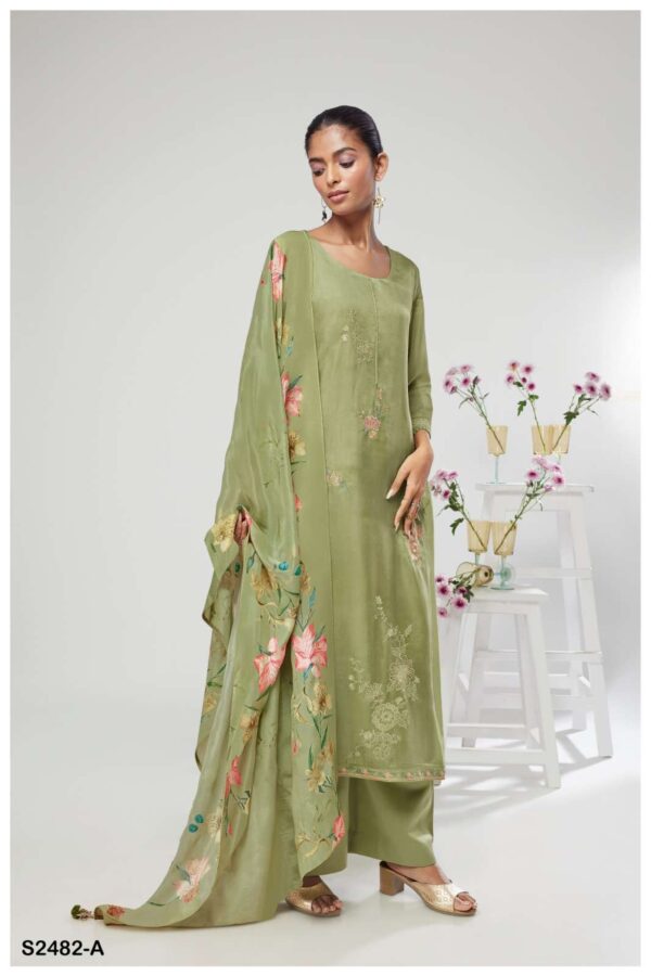 My Fashion Road Ganga Fashion Hanika Designer Bemberg Silk Suit | S2482 – A