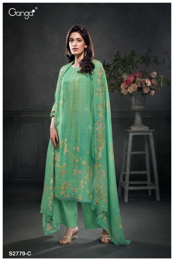 My Fashion Road Ganga Fashion Jessalyn Bemberg Silk Fancy Ladies Suit | S2779 – C