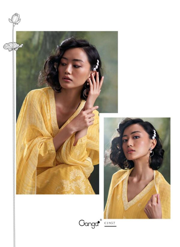 My Fashion Road Ganga Fashion Nihira Fancy Handwork Linen Cotton Suit | C1957