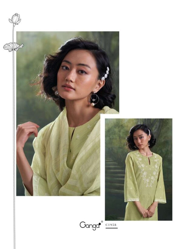 My Fashion Road Ganga Fashion Nihira Fancy Handwork Linen Cotton Suit | C1959