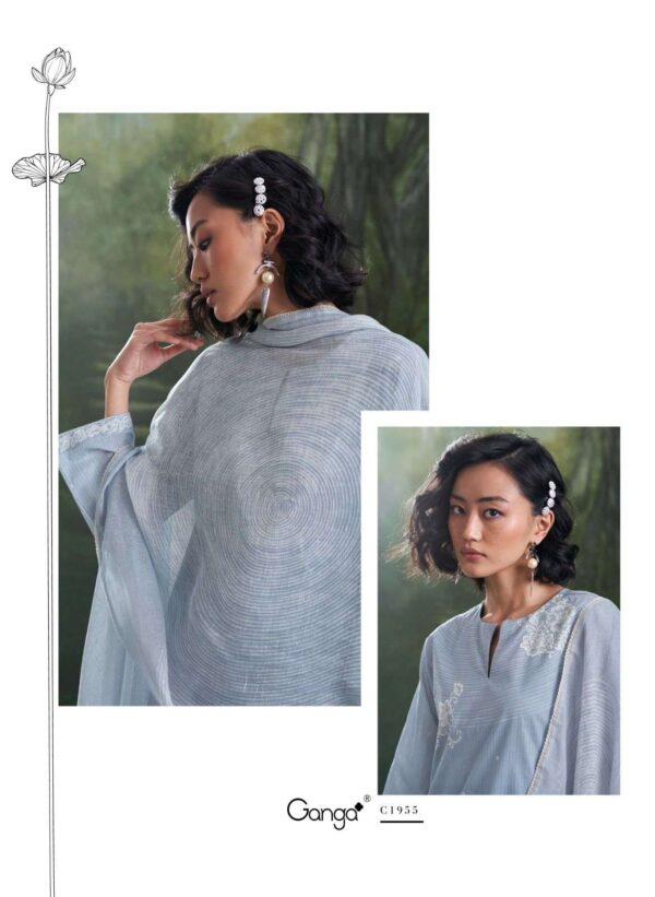 My Fashion Road Ganga Fashion Nihira Fancy Handwork Linen Cotton Suit | C1955