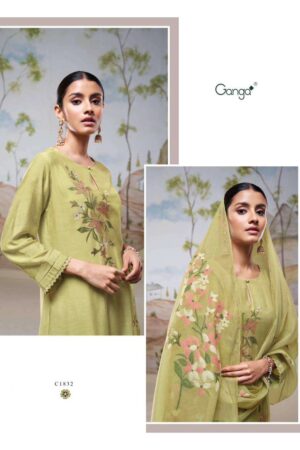 My Fashion Road Ganga Fashion Nyssa Tradition Wear Fancy Bemberg Silk Suit – C1832