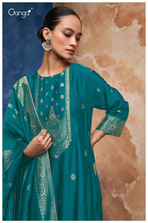 My Fashion Road Ganga Fashion Salima Designer Silk Jacquard Suit | S2450 – C