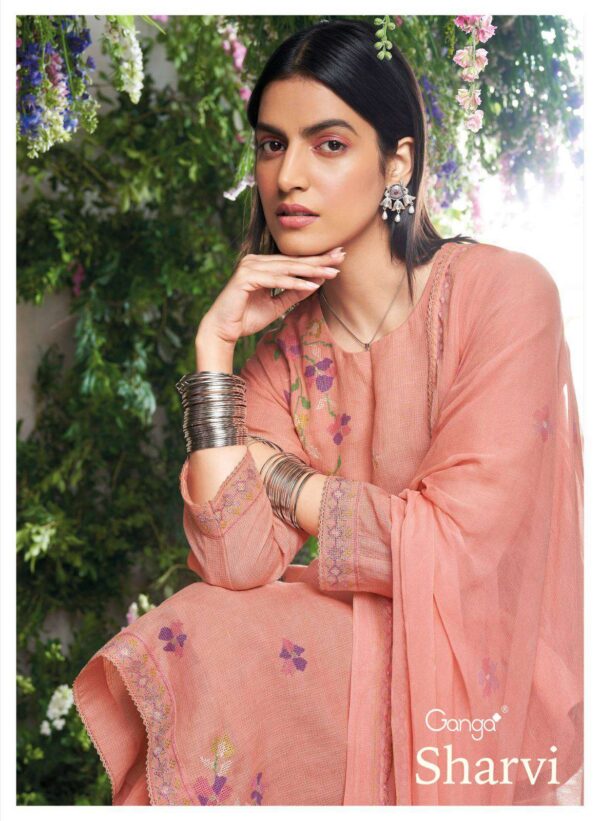 My Fashion Road Ganga Fashion Sharvi Fancy Linen Cotton Ladies Suit | C1976