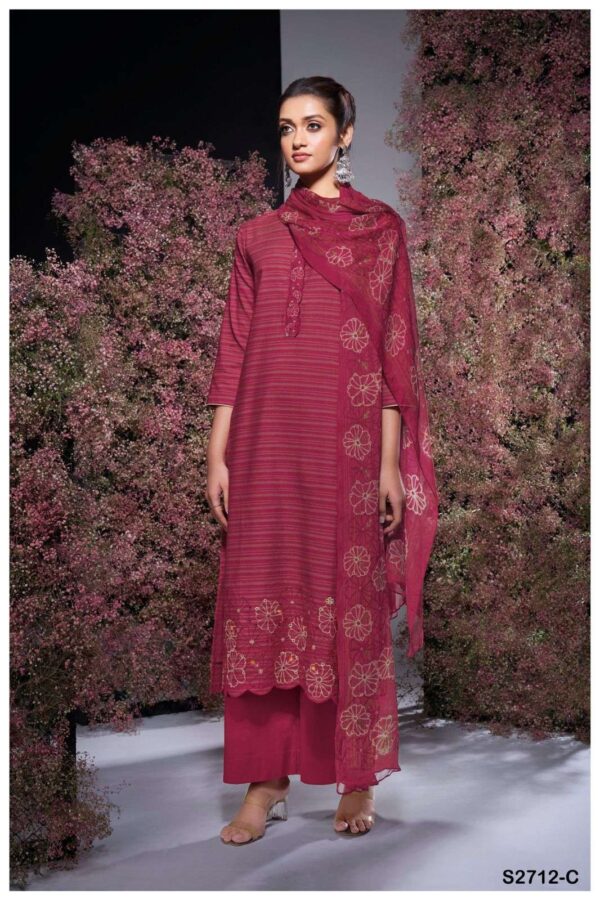 My Fashion Road Ganga Fashion Zhen Premium Woven Pattern Exclusive Suit | S2712 – C