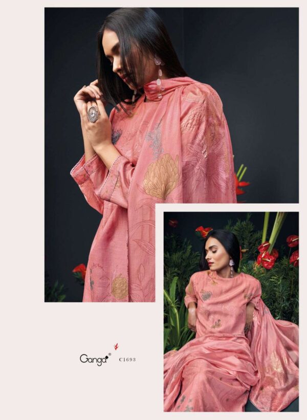 My Fashion Road Ganga Zanera Branded Premium Designs Silk Occasion Wear Dress | C1693