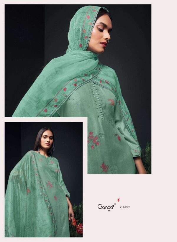 My Fashion Road Ganga Zanera Branded Premium Designs Silk Occasion Wear Dress | C1692