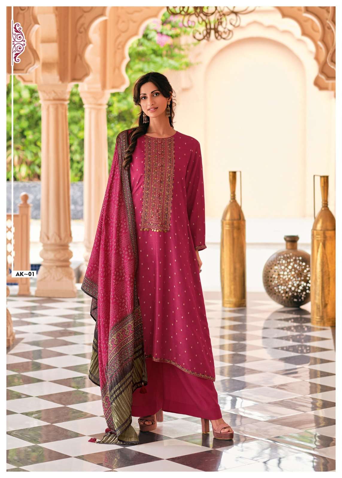My Fashion Road Varsha Ajrakh Woven Pattern Exclusive Ladies Suit | AK-01 My Fashion Road Varsha Ajrakh Woven Pattern Exclusive Ladies Suit | AK-01