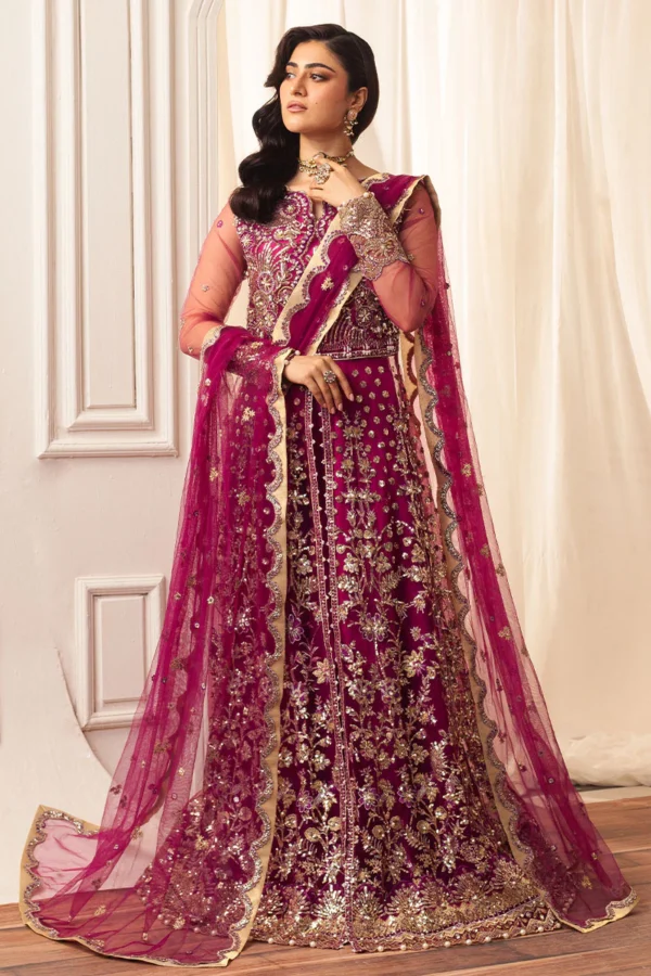 My Fashion Road Mushq Hemline Aura Debut Wedding Unstitched 2024 | Fuchsia