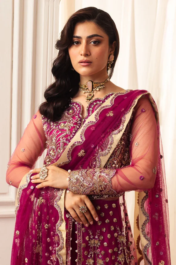 My Fashion Road Mushq Hemline Aura Debut Wedding Unstitched 2024 | Fuchsia