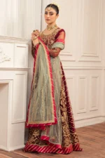 My Fashion Road Mushq Hemline Aura Debut Wedding Unstitched 2024 | Scarlet