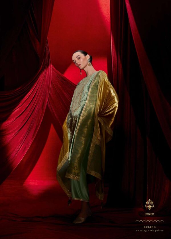 My Fashion Road Varsha Parizaad Partywear Velvet Designer Suit | PZ-02