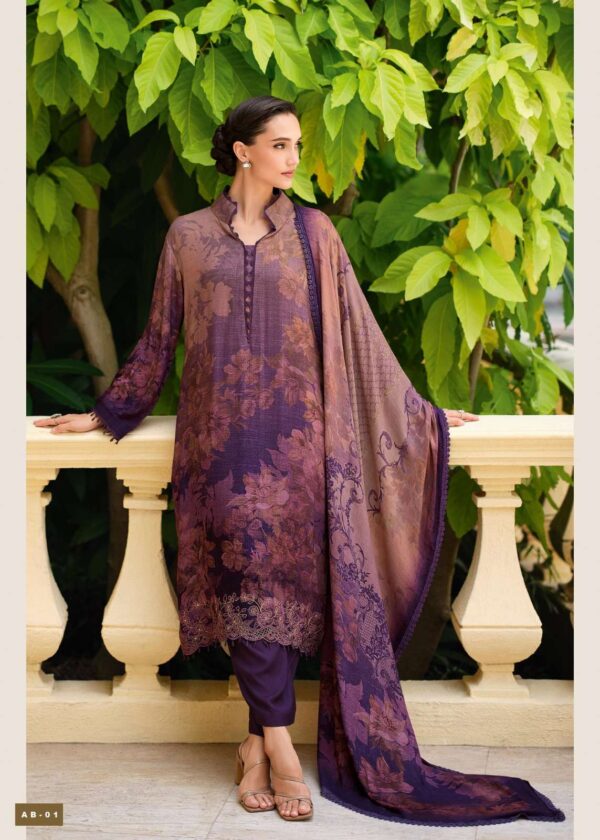My Fashion Road Varsha Violette Exclusive Modal Pashmina Suit | VT-01