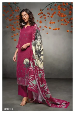 My Fashion Road Ganga Bharani Pashmina Winter Unstitched Suit | S2041-D