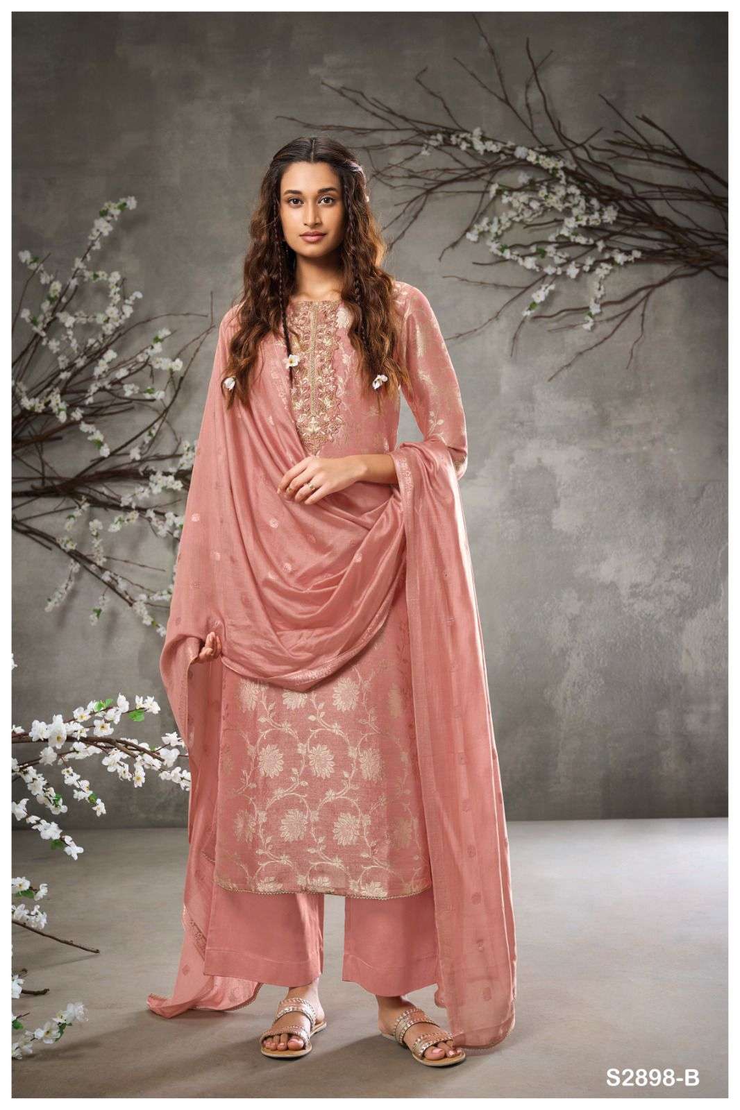 My Fashion Road Ganga Fashion Chimeg Designer Jacquard Silk Partywear Suit | S2898-B