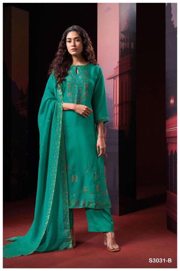 My Fashion Road Ganga Fashion Shway Fancy Russian Silk Premium Design Unstitched Suit | S3031-B