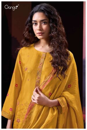 My Fashion Road Ganga Fashion Theingi Bemberg Russian Silk Exclusive Suit | S3034-C