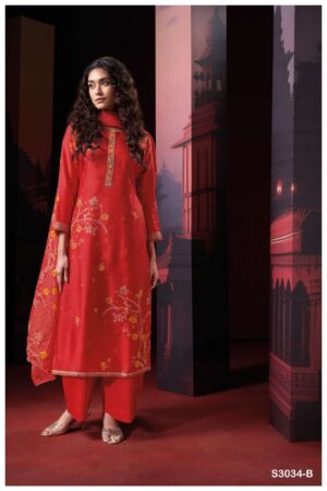 My Fashion Road Ganga Fashion Theingi Bemberg Russian Silk Exclusive Suit | S3034-B