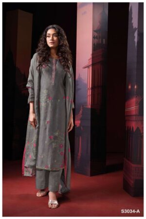 My Fashion Road Ganga Fashion Theingi Bemberg Russian Silk Exclusive Suit | S3034-A