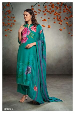 My Fashion Road Ganga Sadhya Digital Floral Print Winter Wear Suit | S2036-C