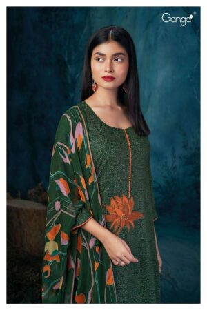 My Fashion Road Ganga Taryn Pure Pashmina Winter Unstitched Suit | S2072-C