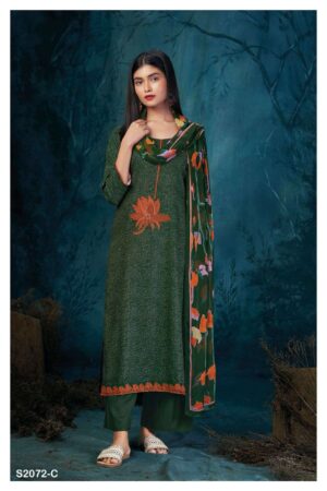 My Fashion Road Ganga Taryn Pure Pashmina Winter Unstitched Suit | S2072-C