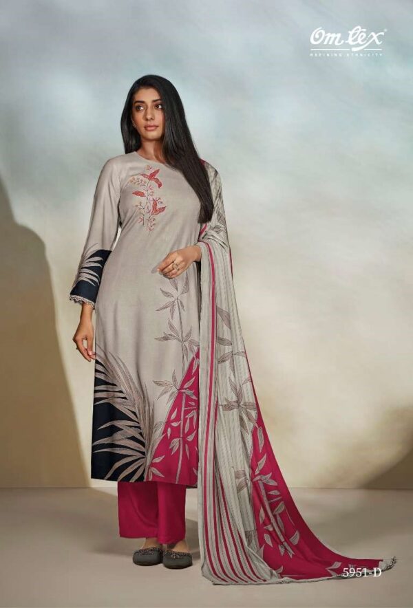 My Fashion Road Omtex Larissa Exclusive Digital Prints Pure Winter Pashmina Suit | 5951-D
