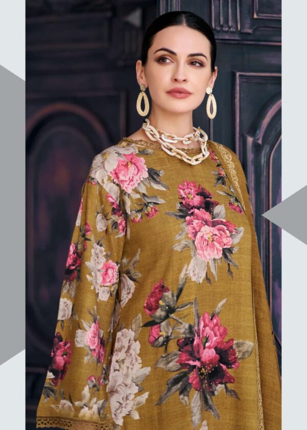 My Fashion Road Varsha Dark Petals Fancy Viscose Winter Pashmina Ladies Unstitched Suit | DP-04