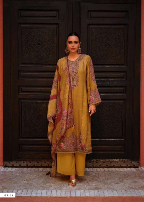 My Fashion Road Varsha Gulab Exclusive Fancy Viscose Winter Pashmina Ladies Unstitched Suit | GB-04