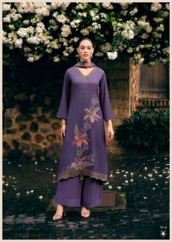 My Fashion Road Varsha The Purple Flower Exclusive Fancy Pashmina Suit | TPF-01