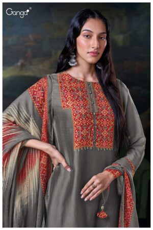 My Fashion Road Ganga Fashion Bozena Fancy Bemberg Silk Suit | S3047-C