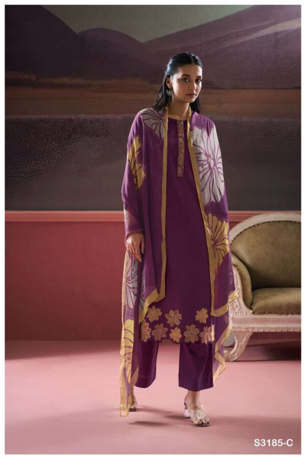 My Fashion Road Ganga Fashion Chelsie Premium Fancy Cotton Satin Suit | S3185-C