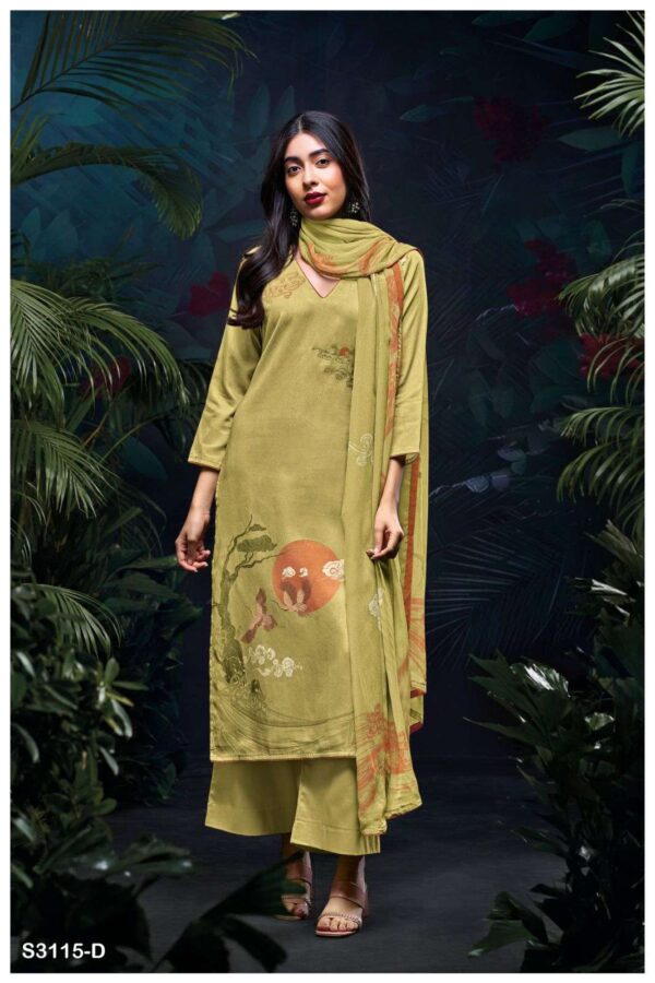 My Fashion Road Ganga Fashion Mehal Printed Satin Cotton Fancy Suit | S3115-D