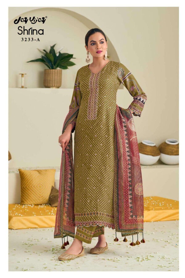 My Fashion Road Jay Vijay Shrina Pure Muslin Fancy Ladies Suit | 3233-A