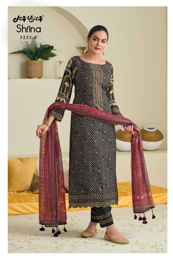 My Fashion Road Jay Vijay Shrina Pure Muslin Fancy Ladies Suit | 3233-C