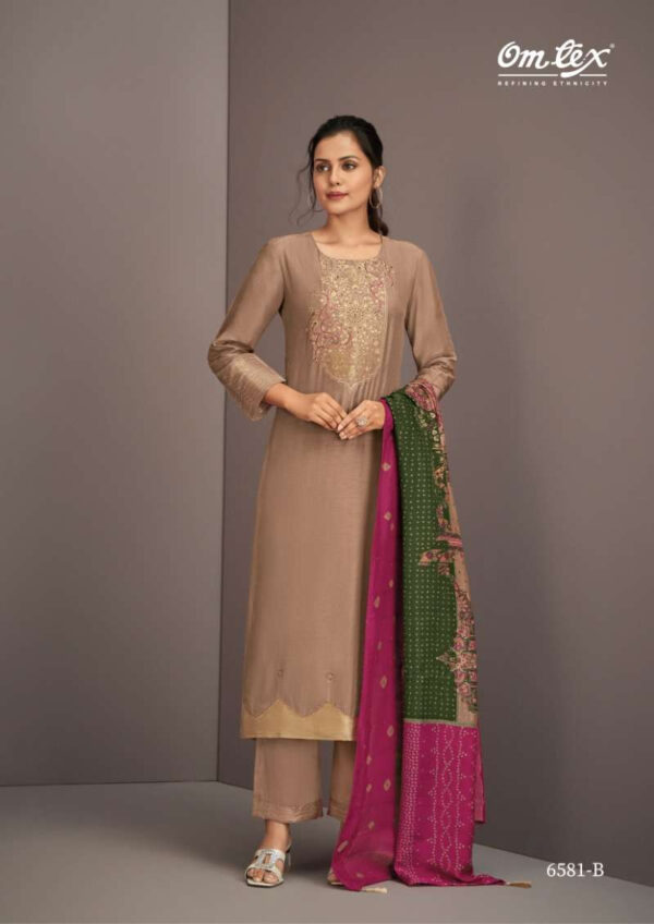My Fashion Road Omtex Ishrat Fancy Jacquard Muslin Ladies Suit | 6581-B