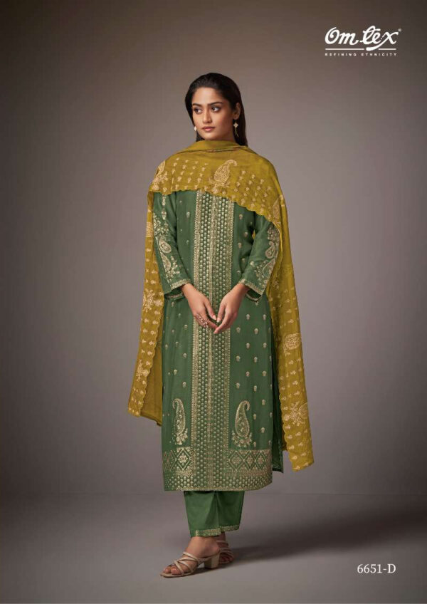 My Fashion Road Omtex Shazia Fancy Jacquard Muslin Ladies Suit | 6651-D